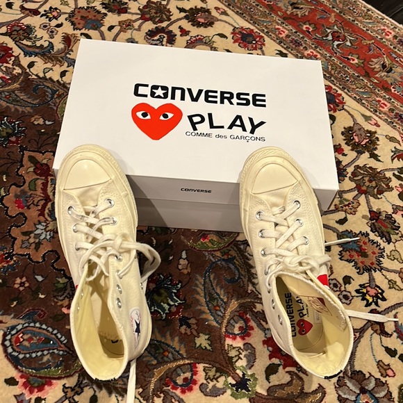 CONVERSE X COMME DES GARCONS PLAY ALL STAR CHUCK '70 HI - OFF WHITE. M5/WO7 - Picture 9 of 9